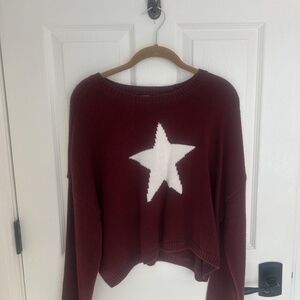 Women's Burgundy Star Sweater